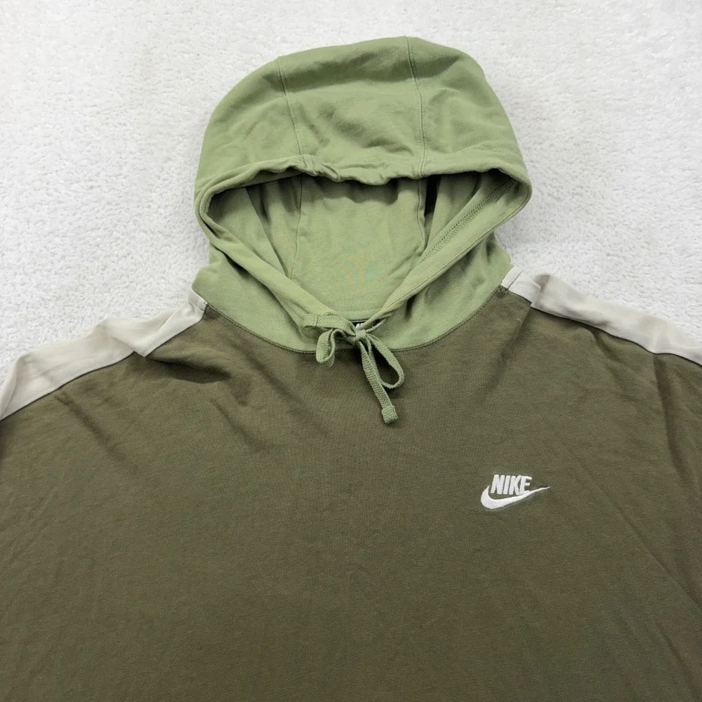 Nike Mens Colorblock Hooded Long Sleeve T-Shirt Olive Green Sage Large‎ L